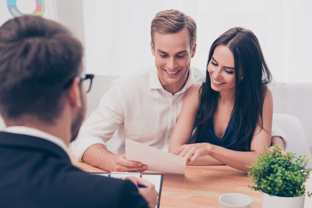 couple looking at banking documents