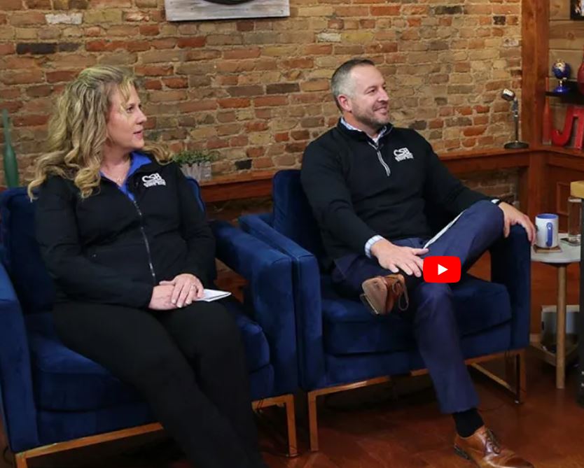 Erin DuBois and Thomas DuMont sitting down at JTV Studios