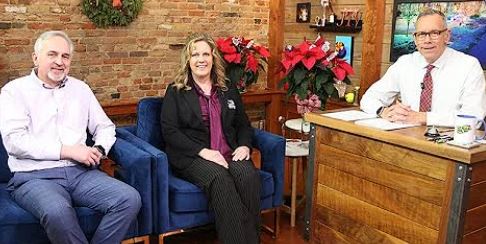 Jim Sykes and Erin DuBois at JTV Studios sitting down talking with Bart Hawley